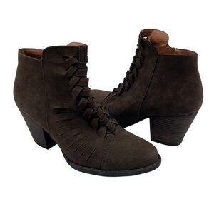 Mossimo Supply Co. Brown Suede Heeled Ankle Boots Size 7 1/2 Women's
